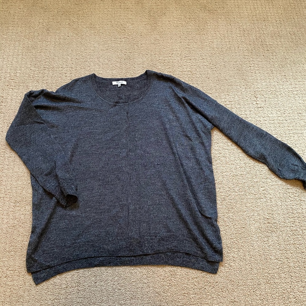 Madewell heather gray long sleeve with slit